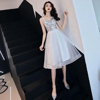 Đầm Dự Tiệc Dáng Dài Không Tay Đính Kim Sa Lấp Lánh Sang Trọng Cho Nữ