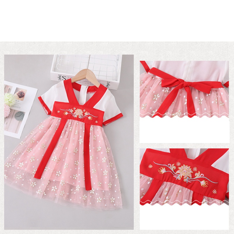 Đầm công chúa phối lưới phong cách Trung Hoa cổ điển đáng yêu cho bé gái