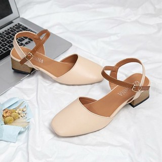 Sandal bít mũi gót vuông cao cấp