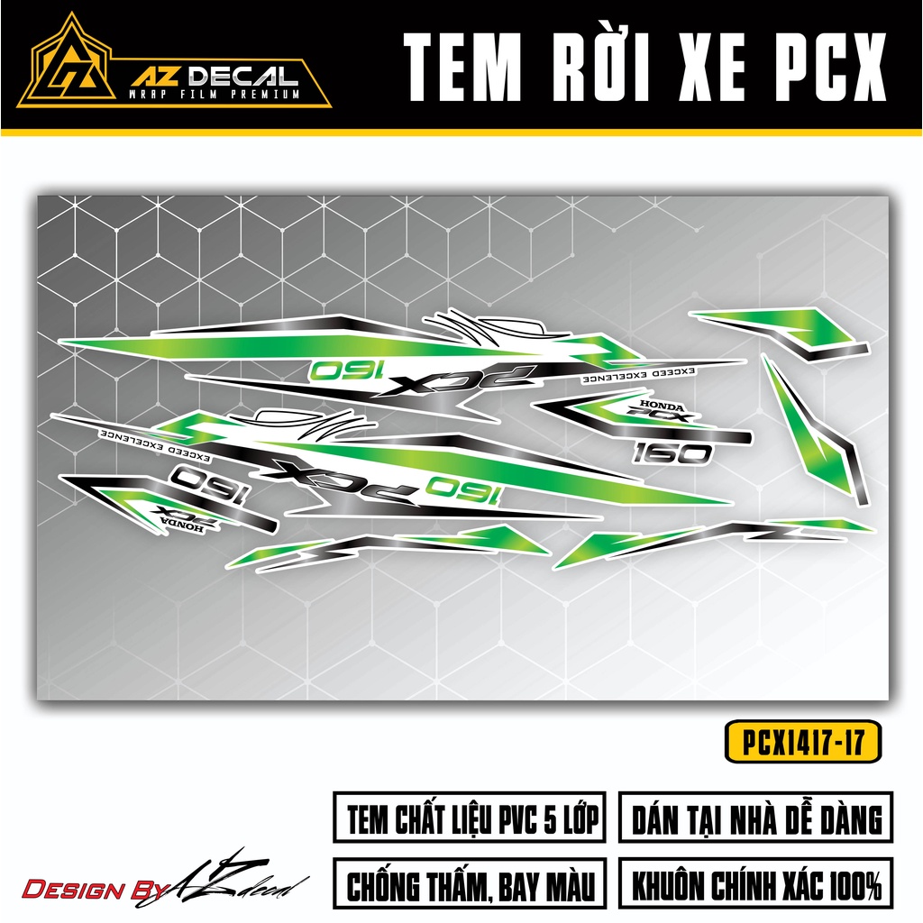 Tem Chế PCX Mẫu Thiết Kế PCX 160 | PCX-17 | Decal Rời Dán Xe PCX 125 150 160 Chống Thấm Nước