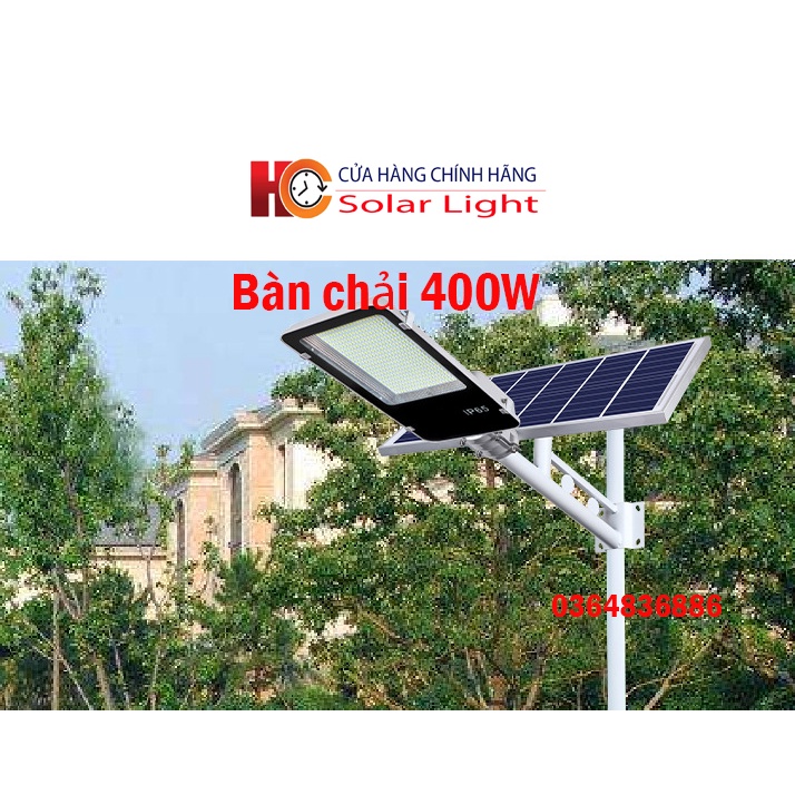 Đèn năng lượng mặt trời  bàn chải HC SOLAR LIGHT 400W, Vỏ nhôm, Tấm pin NLMT rời, Ánh sáng trắng