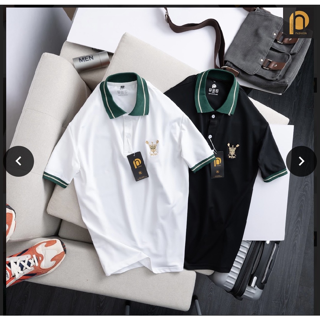 Áo Thun Polo Nam Cổ Bẻ 2 màu Thêu hình, Chất vải Cá Sấu Cotton cao cấp chuẩn form