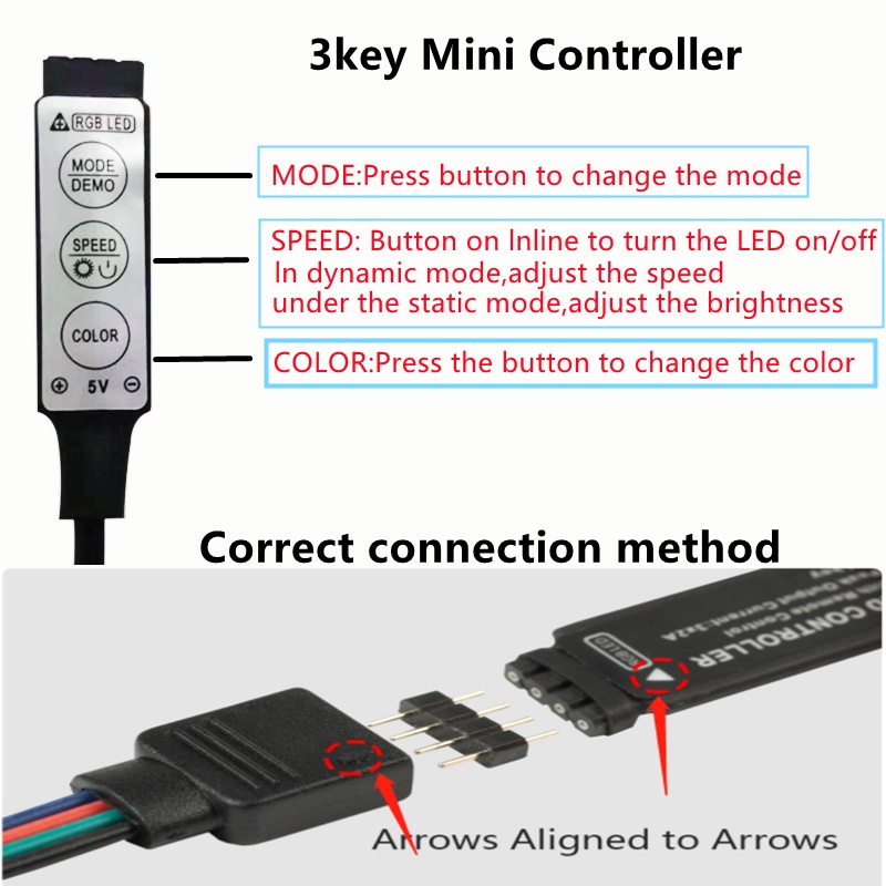 Dây đèn LED RGB 2835 5V dùng cho trang trí giáng sinh Halloween phòng ngủ máy tính TV