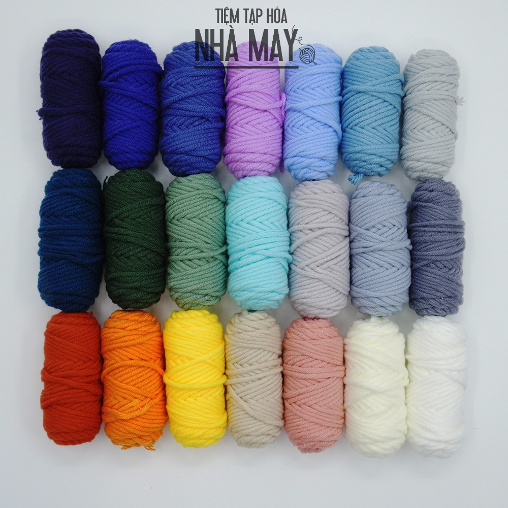 Len milk cotton cuộn nhỏ theo set (sợi 3mm) Punch Needle