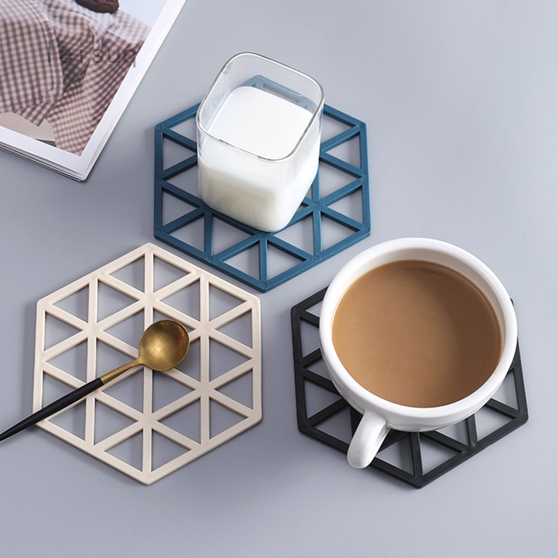 Miếng Lót Bát Đĩa Chống Trơn Trượt Cách Nhiệt Chất Liệu Silicon Họa Tiết Hình Học 88294 Shop Gia Dụng Gia Đình