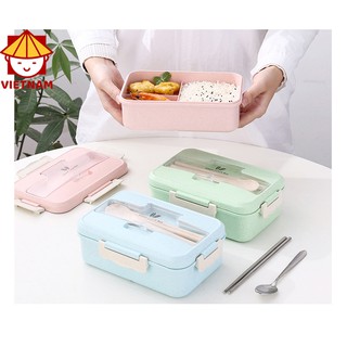 Hộp đựng cơm văn phòng, Hộp cơm trưa đựng thức ăn, thực phẩm, Bao gồm cả túi và muỗng nĩa inox