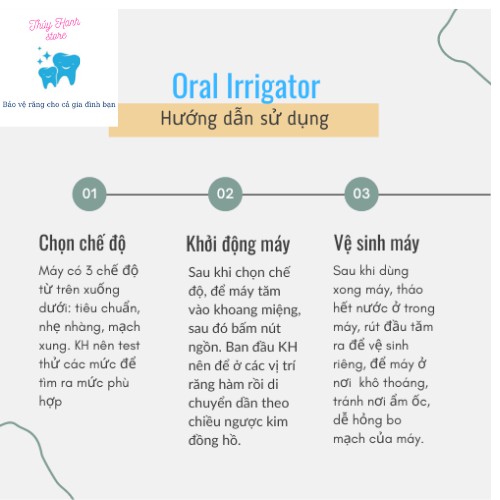 RẺ VÔ ĐỊCH - CHÍNH HÃNG - Máy tăm nước thế hệ mới ORAL IRIGATOR 3 chế độ, hỗ trợ các vấn đề răng miệng- Thúy Hạnh store