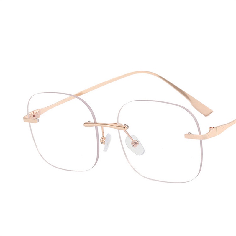 Mắt Kính Gọng Vuông Không Viền Chống Ánh Sáng Xanh Thời Trang Cao Cấp Cho Nữ và quà miễn phí