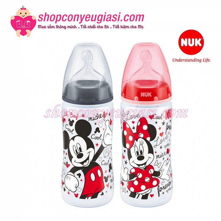 Bình Sữa Nuk Disney/Mickey 300ml (Núm Silicone, Nhựa PP) - Made in Germany