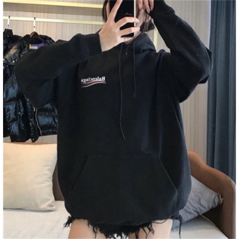 Áo Hoodie Cotton Tay Dài In Họa Tiết BAL-en-C-iaga Thời Trang Cho Cặp Đôi