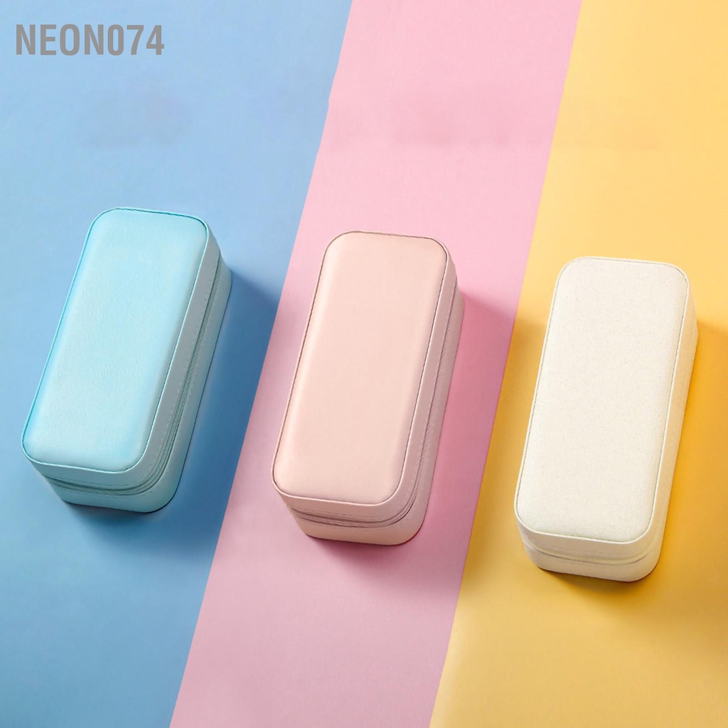 🥭 Neon074 Hộp đồ trang sức Màu kẹo Hình chữ nhật Da PU bền đẹp Thanh lịch đựng được sử dụng rộng rãi cho nhẫn Hoa tai Vòng cổ