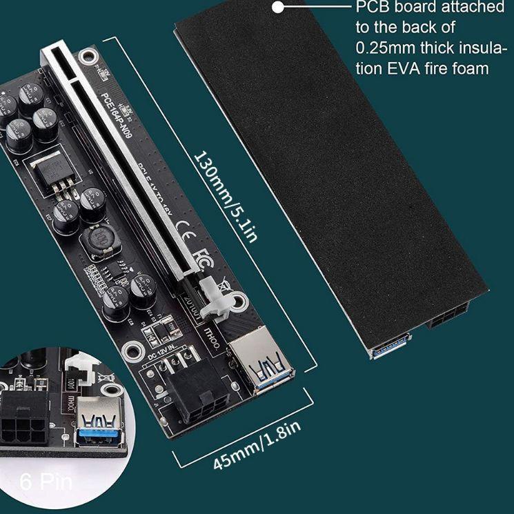 Bộ chuyển đổi trực tiếp 009s ver009s plus 8 Pin PCI USB 1X sang 16X 6Pin PCI