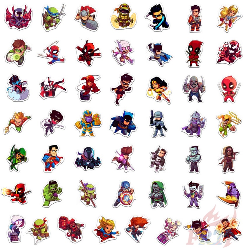 Bộ 100 Cái/Bộ ❉ Miếng Dán Hình Siêu Anh Hùng Marvel &amp; DC ❉ Miếng Dán Chống Thấm Nước Thời Trang