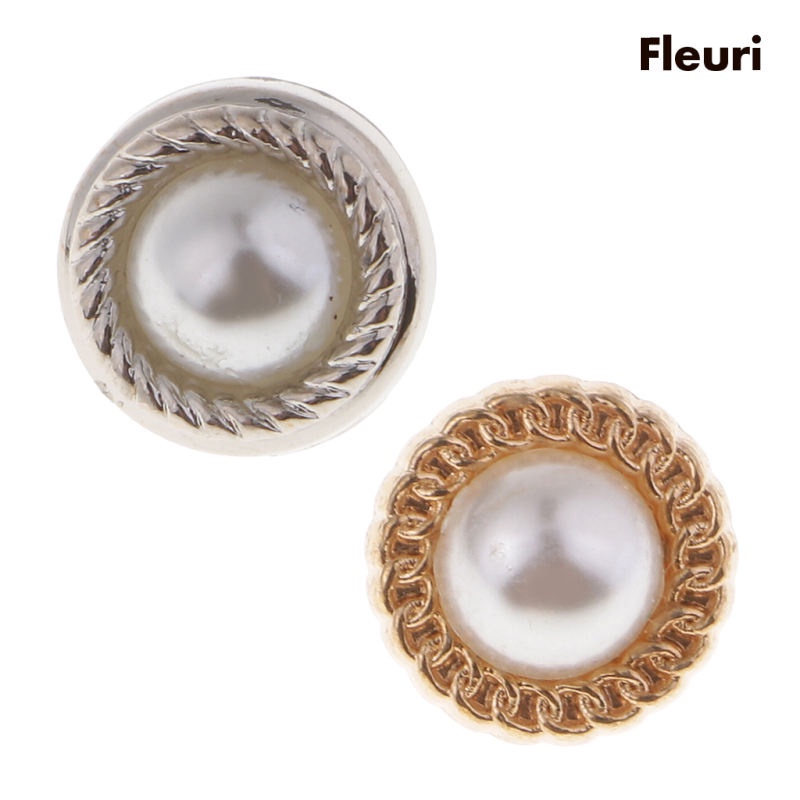 Set 10 Nút Nhựa Tròn Đính Đá Và Ngọc Trai 10mm