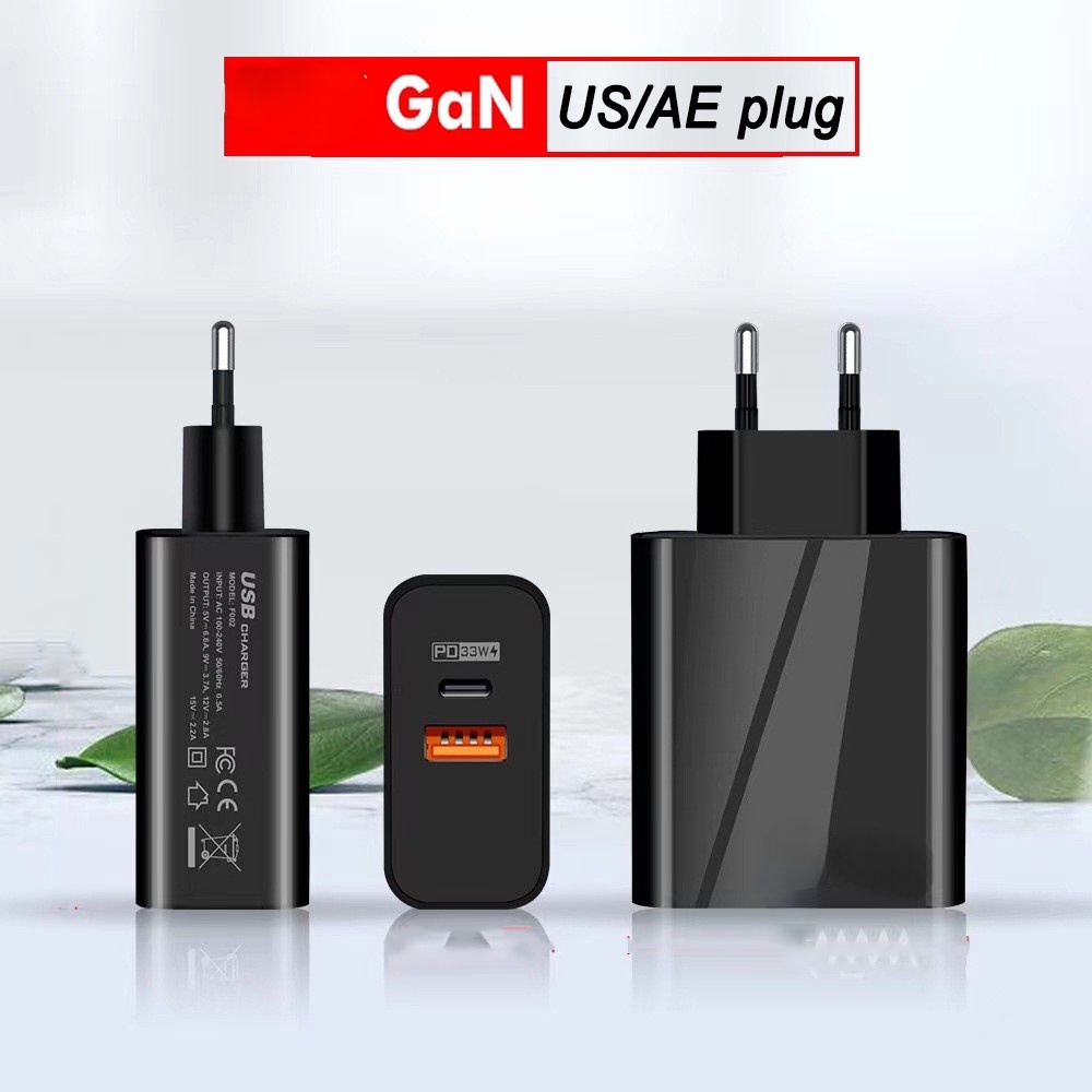 GaN Fast Charger / 2 Ports US/EU Type c USB Fast For iPhone Android