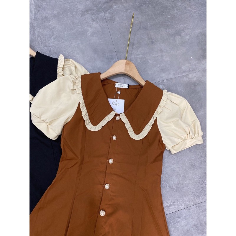 [Hàng Đẹp] Váy Cổ Sen Khuy Ngọc 3 Màu, Đầm Nữ Dáng Suông Tay Cộc Siêu Xinh Có Ảnh Thật Kèm Video | BigBuy360 - bigbuy360.vn