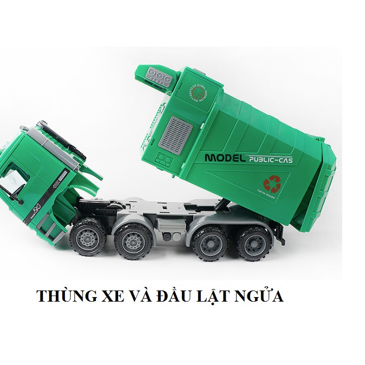 Xe ô tô chở rác màu xanh cỡ to siêu xịn cho bé - xe mô hình đồ chơi trẻ em