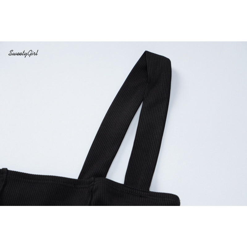 Bộ Áo Quần Hở Vai Eo Thấp Màu Đen Trơn Thời Trang 2022 Quyến Rũ Cho Nữ