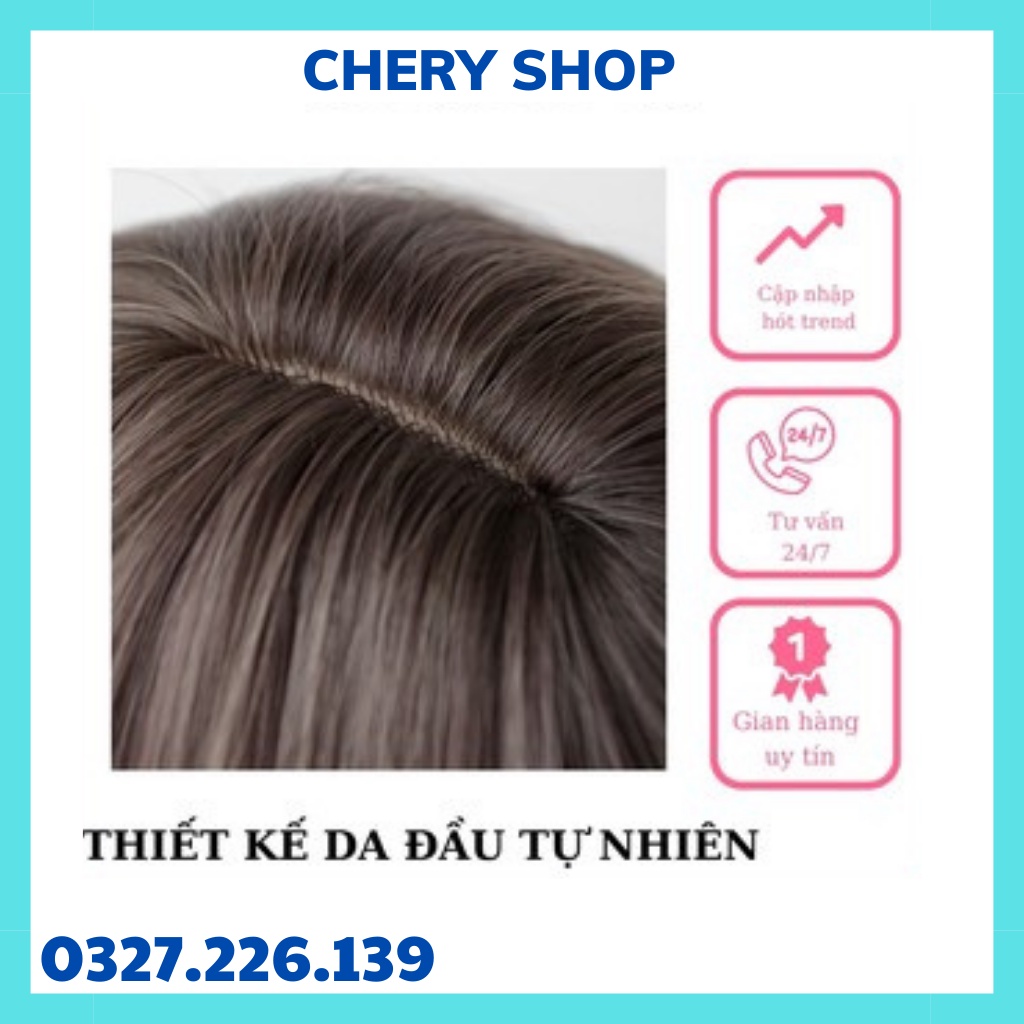 Tóc giả nguyên đầu ❤️FREESHIP❤️ nguyên đầu thẳng lỡ xanh khói hot hit tặng kèm lưới