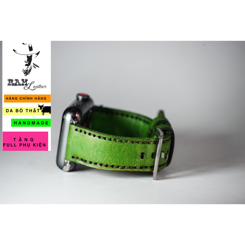 Dây đồng hồ Apple Watch , Iwatch Da Bò Màu Xanh Lá RAM Leather Classic 1973 Bền Đẹp