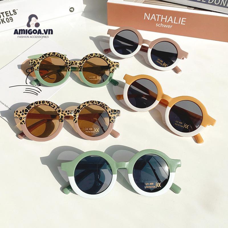 ✨✨Kính râm cho bé Mắt Gọng Tròn Chống Tia Uv Phong Cách Vintage Thời Trang Cho Bé