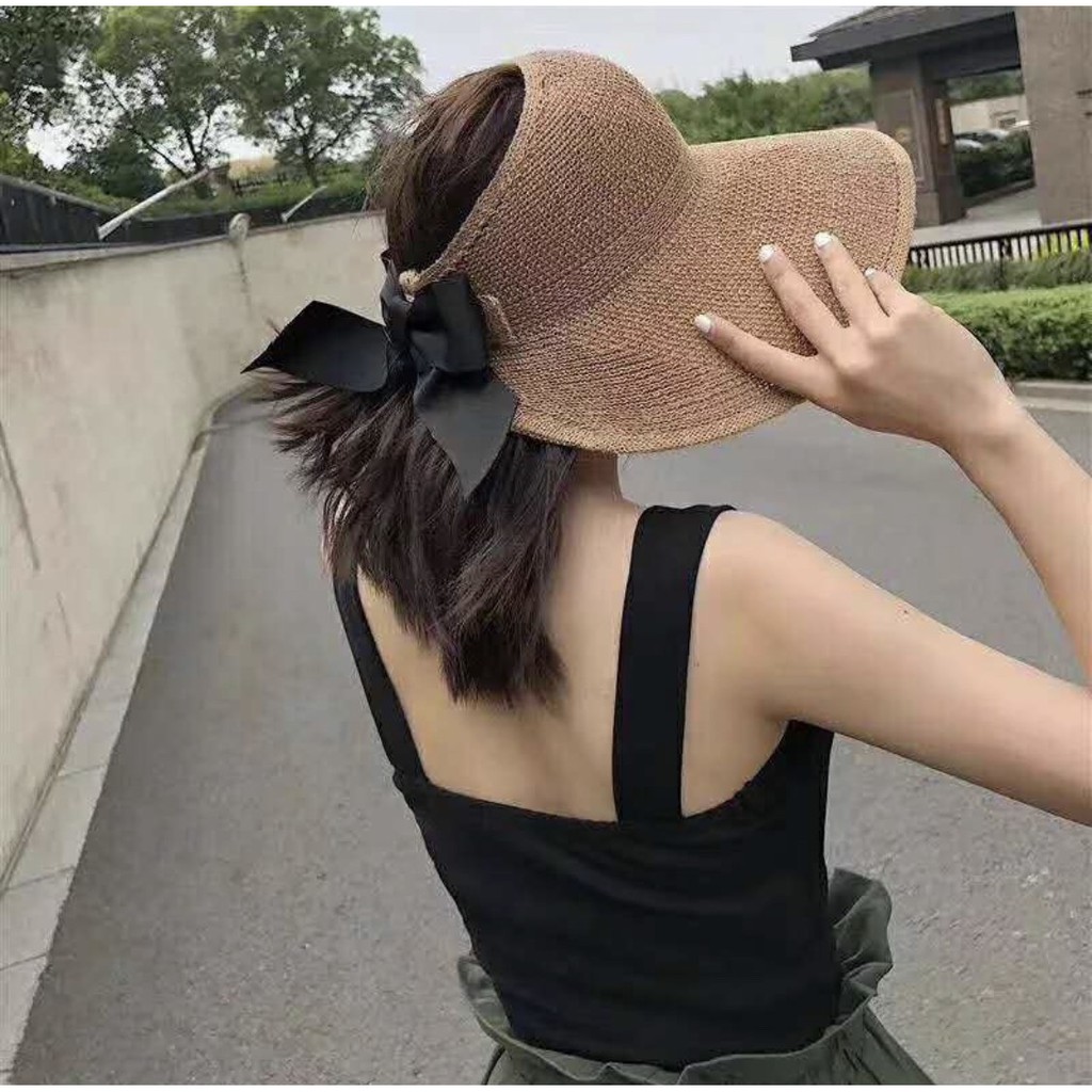 Nón Cói Hở Chóp Nơ Sau Siêu Xinh - Nón đi biển (gọn - vành tăng đưa)