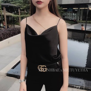 Áo hai dây cổ đổ phi lụa cao cấp Ula top áo 2 dây cổ đổ phi lụa hàng thiết kế đẹp