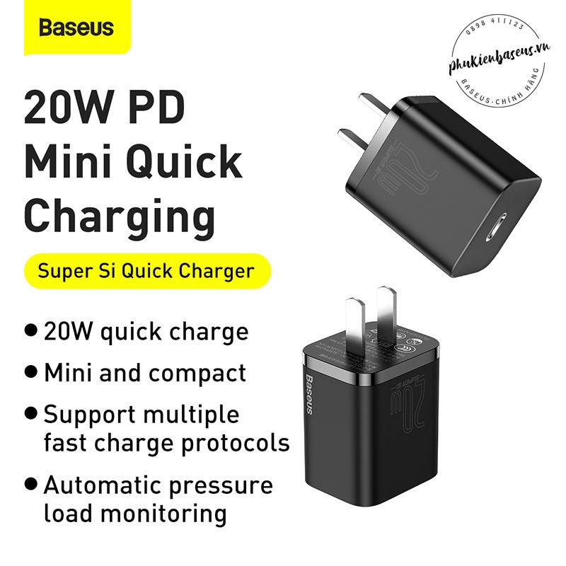 Cốc sạc nhanh Super Si Quick Charger 20W, nhỏ gọn