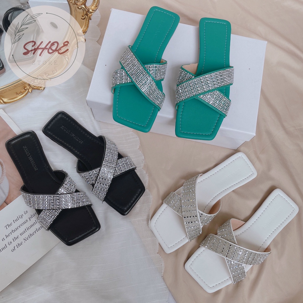 DÉP MŨI VUÔNG MAY CHỈ QUAI CHÉO ĐÁ VN 0303