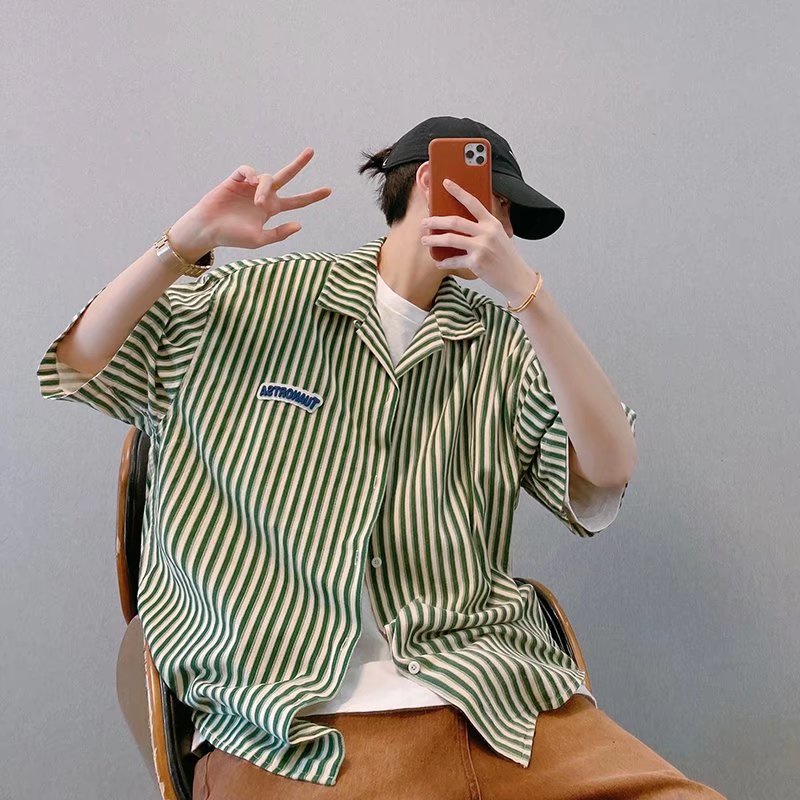 Áo Sơ Mi Nam Tay Ngắn Kẻ Sọc Thời Trang Hàn Quốc