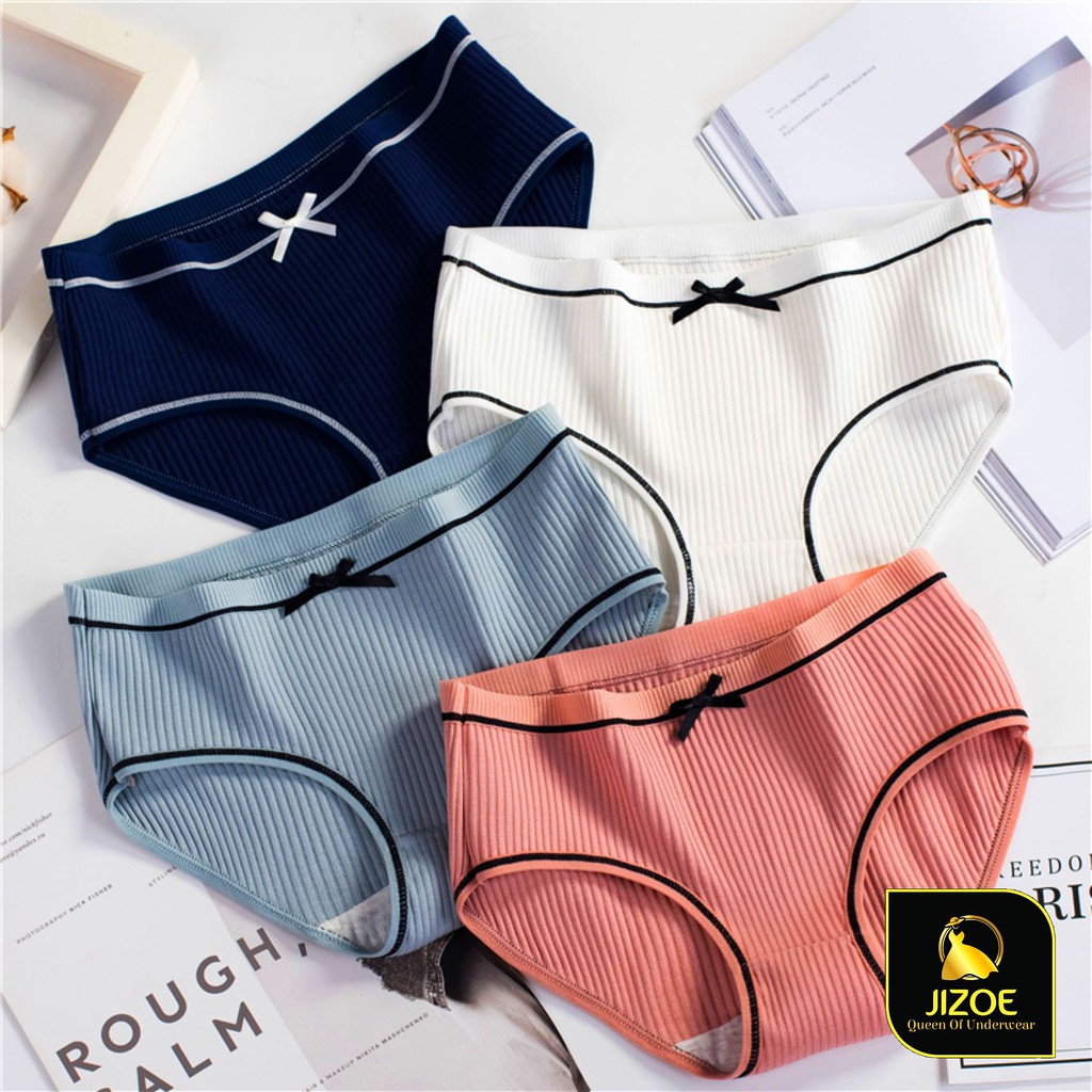 Quần lót nữ nơ dễ thương Cotton tăm tre thông hơi gợi cảm kháng khuẩn giá rẻ đẹp thời trang JIZOE QLT12FS | BigBuy360 - bigbuy360.vn