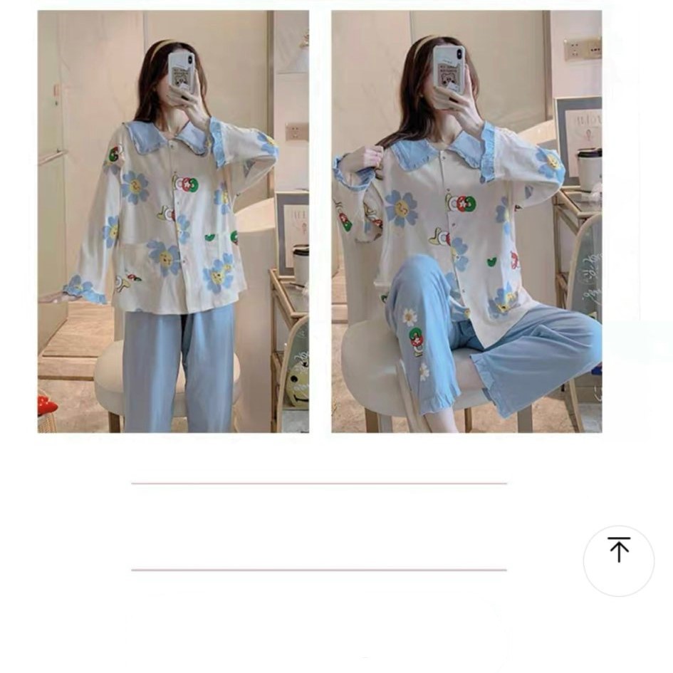 Bộ bầu - bộ sau sinh - chất liệu cotton - kiểu mới thời trang ( lá sen bông COOL dài )