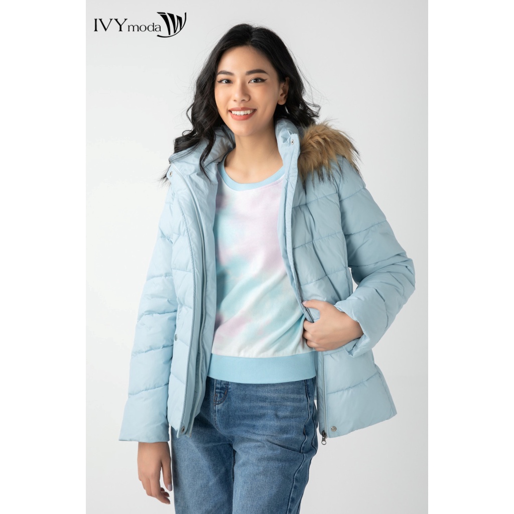 Áo khoác phao nữ cổ viền lông IVY moda MS 70B9103