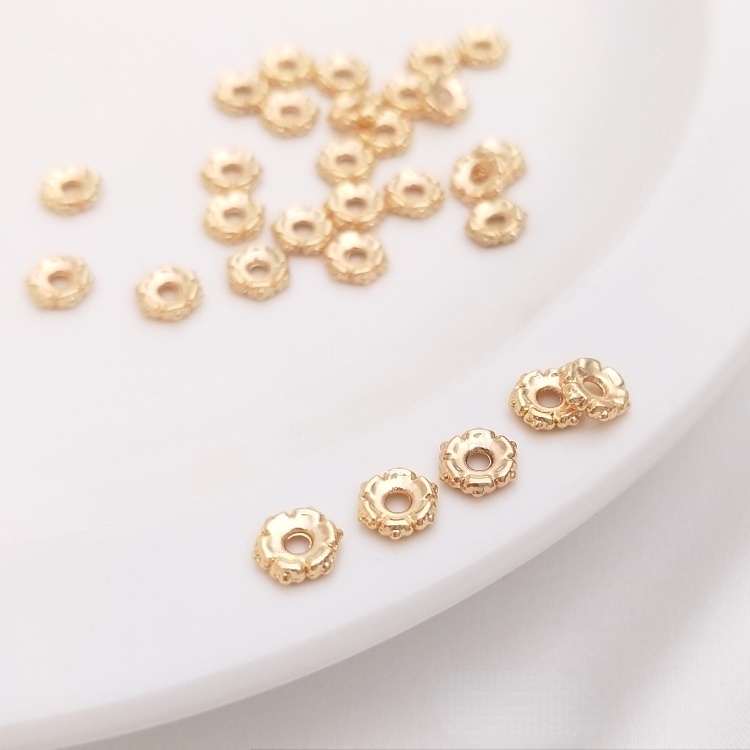 Set 10 hạt hình lục giác mạ vàng 14K nhiều màu sắc