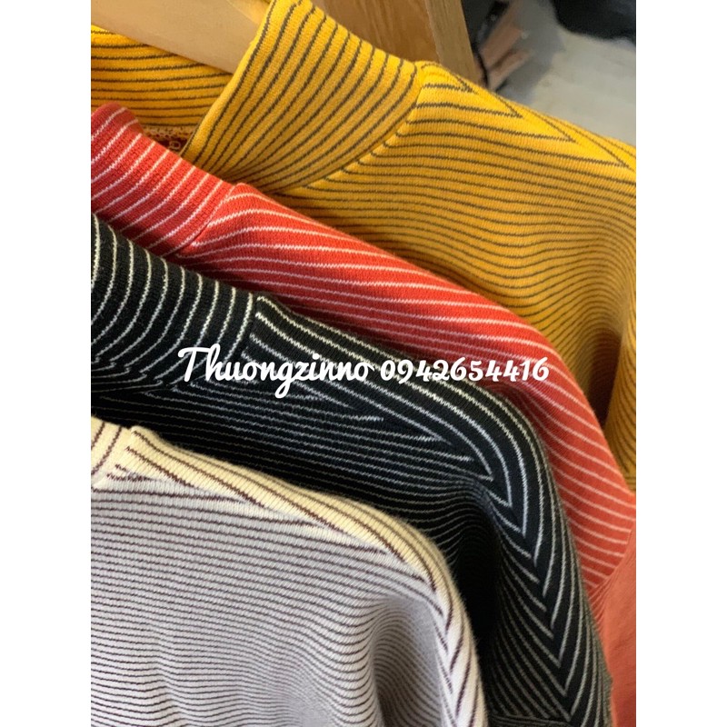 Áo nỉ len kẻ ngang tay bồng áo thun kẻ nhiều màu áo thu đông dài tay | BigBuy360 - bigbuy360.vn