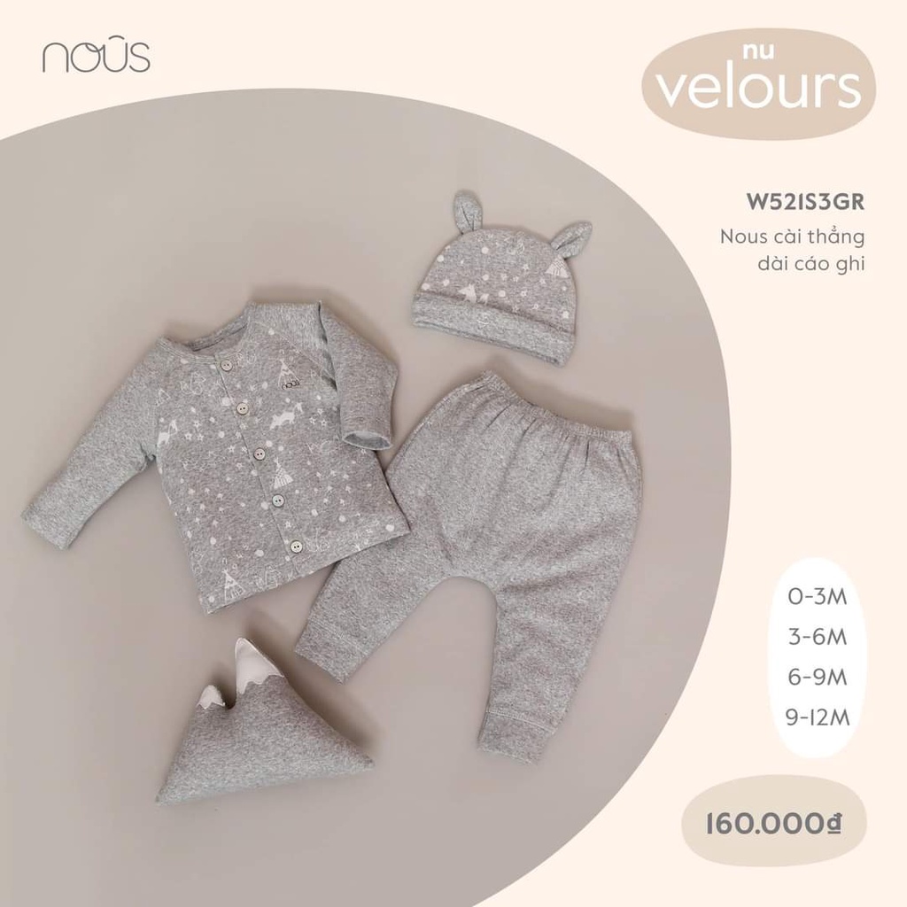 Bộ Dài Tay Nỉ Mỏng Nous Velours Cài Vai N8 Cài Giữa N22 • 0-3M 3-6M 6-9M 9-12M • Choding Home