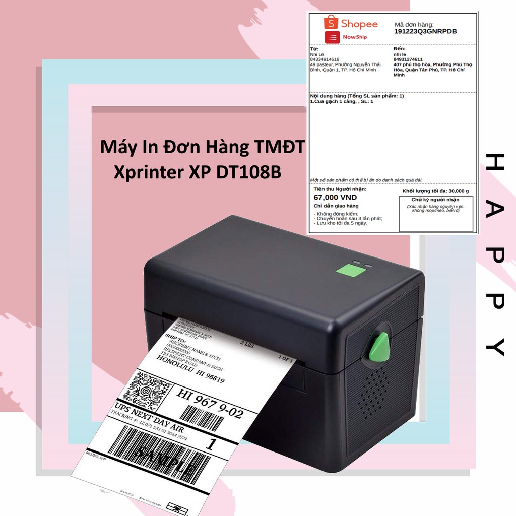 Máy In Đơn Hàng TMĐT, Tem Nhãn Vận Chuyển Xprinter XP - DT108 | BigBuy360 - bigbuy360.vn