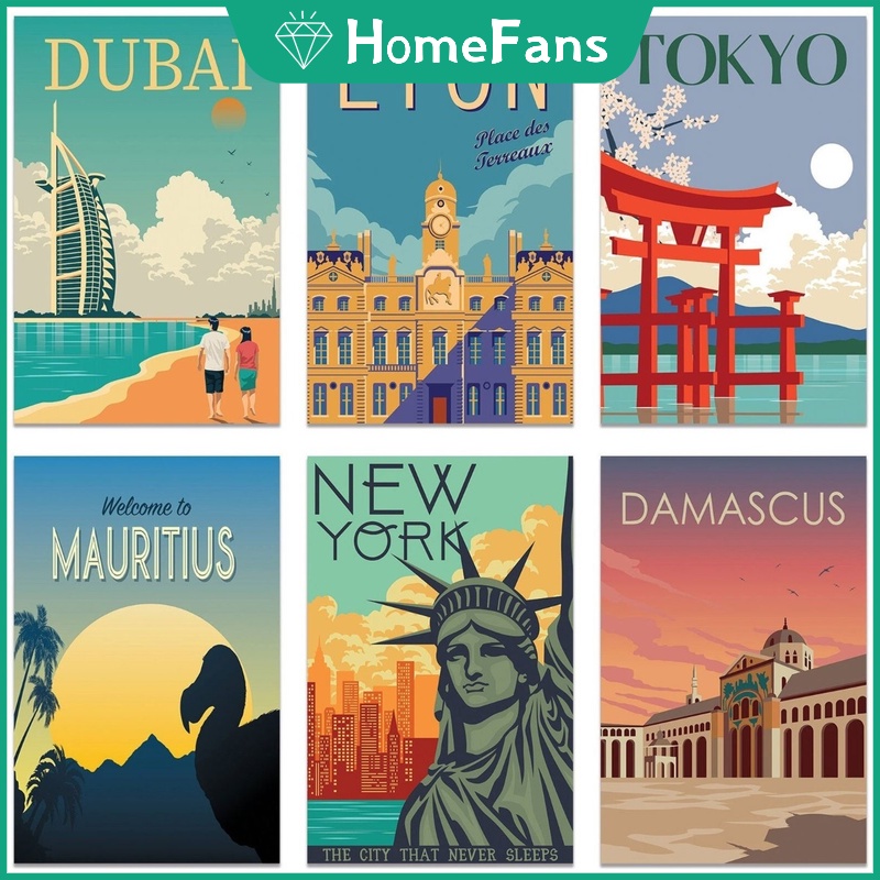 Tranh đá 5D DIY của Thành phố New York / Paris / London kích thước 30x40cm để trang trí nhà