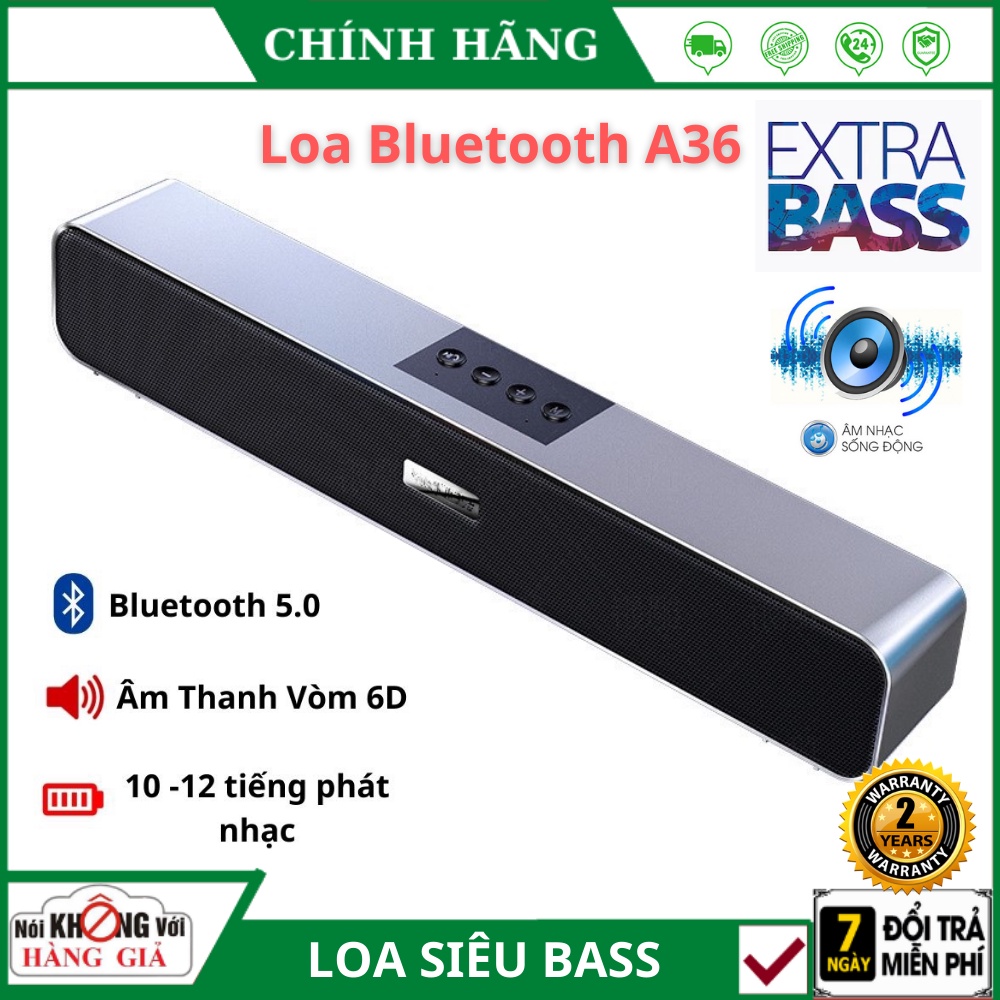 Loa Bluetooth không dây cao cấp A36 Pro Super Bass pin cực khỏe tương thích máy tính điện thoại tivi