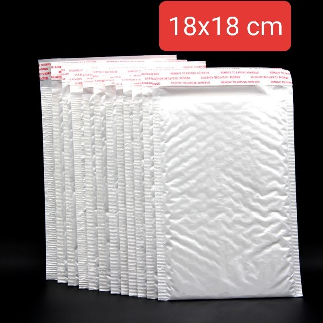 Combo 100 túi bóng khí gói hàng 18x18 cm màu trắng