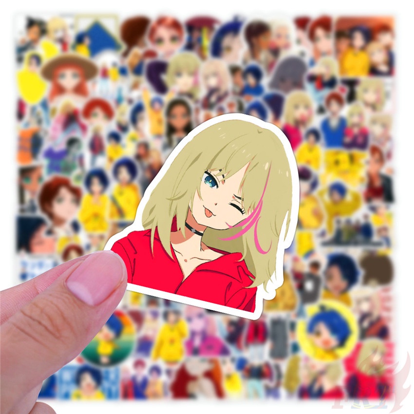 Set 100 miếng dán họa tiết hoạt hình WONDER EGG PRIORITY B trang trí chống thấm nước