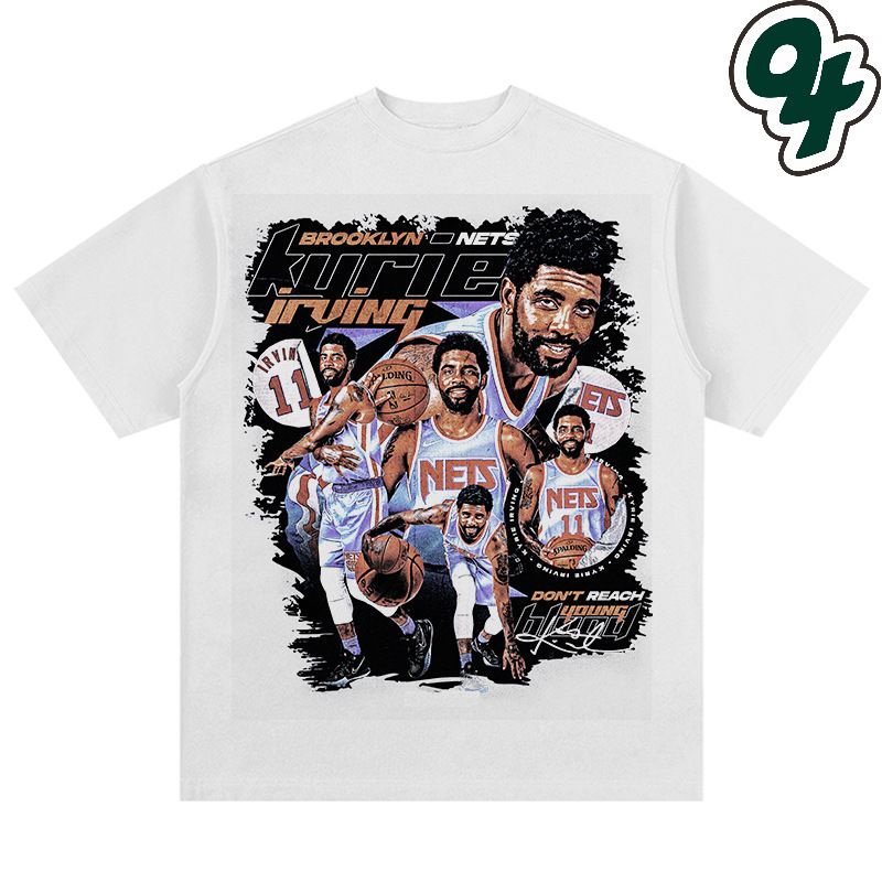 #Nfjs Áo Thun cotton Tay Ngắn Dáng Rộng In Hình Ngôi Sao NBA Kyrie Irving Phong Cách Mỹ Dành Cho Nam