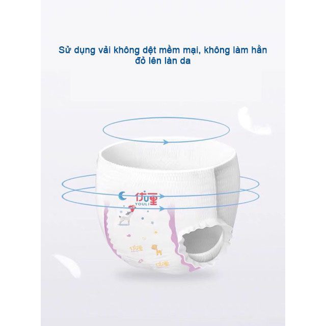 [Tặng bong bóng silicon] Combo 2 thùng tã bỉm quần/dán YOULI XANH đủ size 2S108/2M92/2M88/2L84/2XL80/2XXL72/2XXXL68