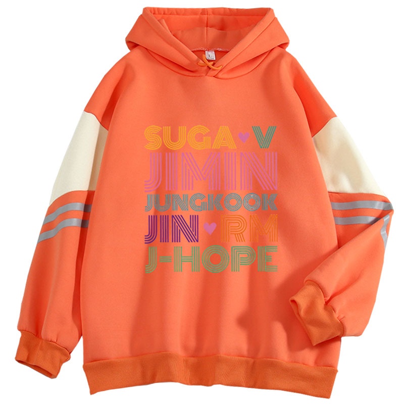 KPOP Hoodie BTS Suga V Jimin Rm J-hope Jungkook Same Sweatshirt Oversize Loose Couple Wear Men's and Women's College Style Fashion Street Hip Hop Jacket Student Harajuku Casual Top