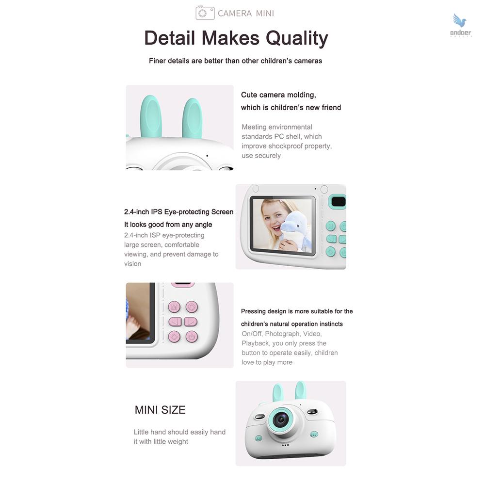 Máy ảnh kỹ thuật số mini hai ống kính lấy nét thông minh màn hình rộng không có thẻ nhớ màu hồng nhỏ gọn cho trẻ em | BigBuy360 - bigbuy360.vn