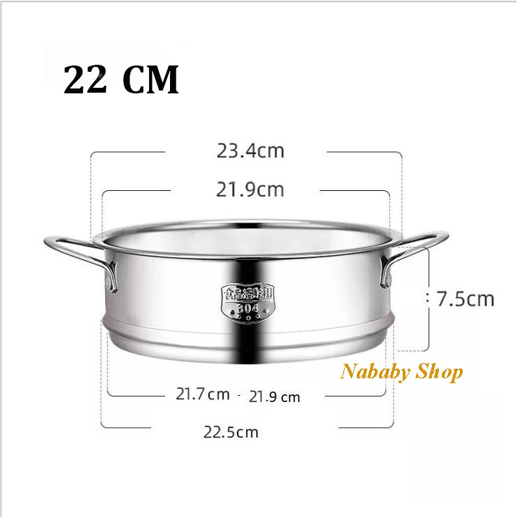 Xửng hấp đồ ăn cho bé inox 304 chuẩn xịn size 16, size 18, size 20, size 22 chuẩn