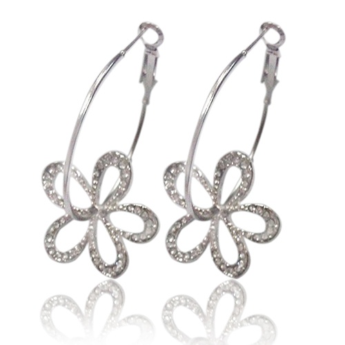 Cặp khuyên tai hợp kim hình hoa đính đá xinh xắn trẻ trung dành cho nữ