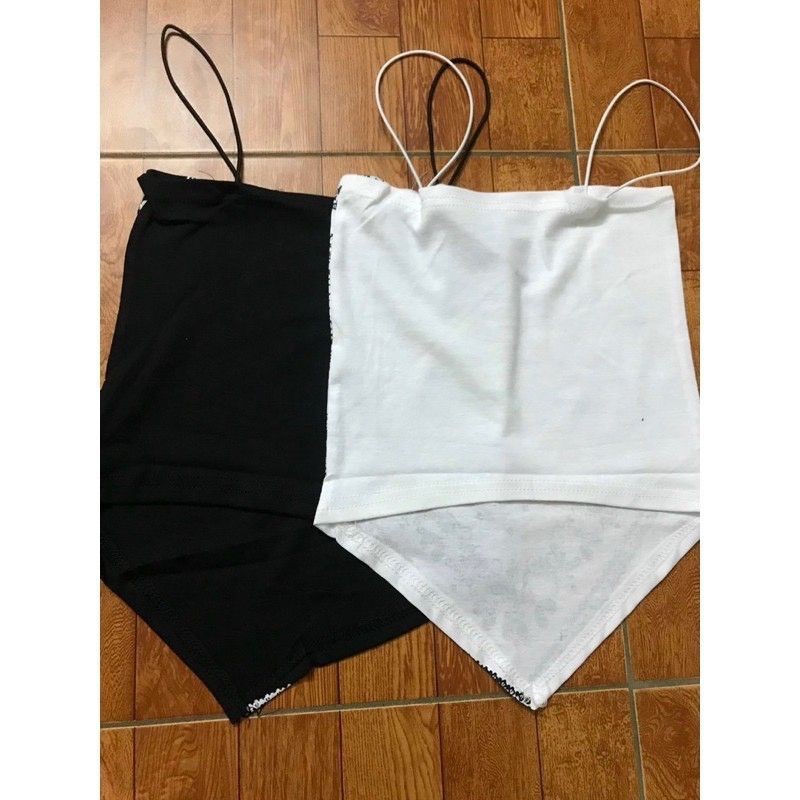 [freeship>50k] áo yếm thổ cẩm hai dây 2 màu trắng ,đen-chất liệu bozip cotton.