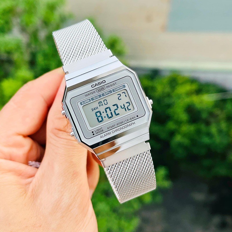 Đồng hồ Unisex dây kim loại CASIO A700WM-7ADF chính hãng