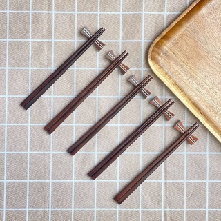 Đũa gỗ Trắc trẻ em 19cm vuông tròn (bộ 5 đôi), Gác đũa gỗ Trắc (bộ 5 chiếc) Mỹ Nghệ Mart